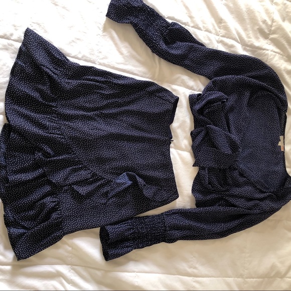 Gianni Bini GB blue and white Polka dot skirt and crop set - Picture 5 of 5